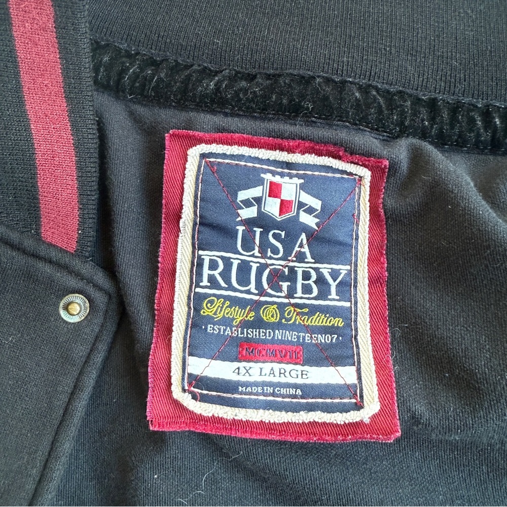 Vintage Vintage USA Rugby 1897‎ Mens Black Varsity Jacket Size 4XL - Picture 4 of 10